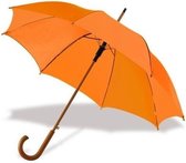 Oranje basic paraplu 103 cm diameter met houten handvat  - Paraplu - Regen