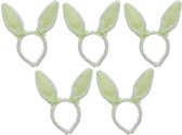 5x Wit/groene Paashaas oren verkleed diademen voor kids/volwassenen - Pasen/Paasviering - Verkleedaccessoires - Feestartikelen