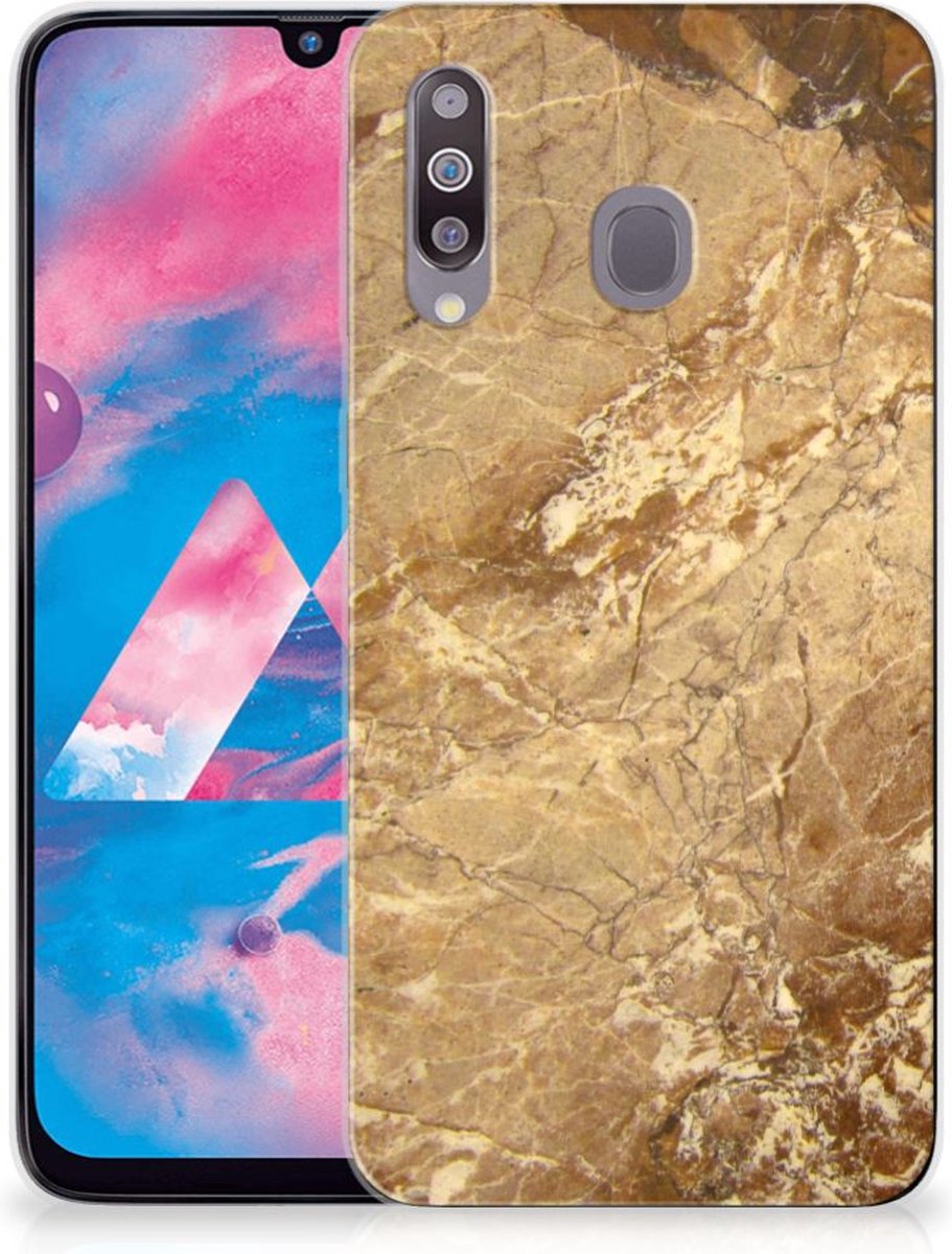 Samsung Galaxy M30 TPU Siliconen Hoesje Marmer Creme