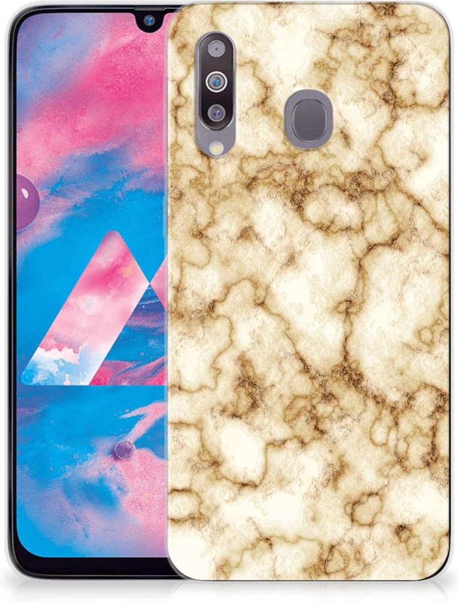 Samsung Galaxy M30 TPU Siliconen Hoesje Marmer Goud
