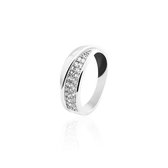 Jewels Inc. - Ring - Fantasie gezet met Zirkonia Stenen - 7mm Breed - Maat 48 - Gerhodineerd Zilver 925