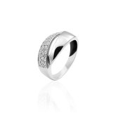 Jewels Inc. - Ring - Fantasie gezet met Zirkonia Stenen - 9mm Breed - Maat 54 - Gerhodineerd Zilver 925