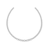 Jewels Inc. - Ketting - Choker Rond Fantasieschakel gezet met Zirkonia - 8mm Breed - Lengte 43cm - Gerhodineerd Zilver 925