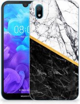 Huawei Y5 (2019) TPU Siliconen Hoesje Marble White Black