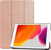 Hoes Geschikt voor iPad 10.2 2019 Hoes Book Case Hoesje Trifold Cover - Hoesje Geschikt voor iPad 7 Hoesje Bookcase - Rosé goud