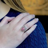 Zilveren ring Rhodoniet Alexia