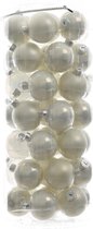 Glas Kerstballen Mix (6cm) Box 49 Stuks Winter White