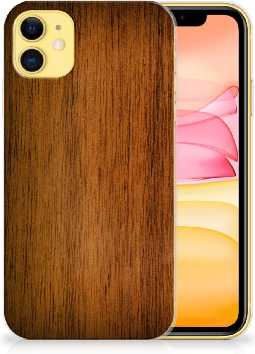 Apple iPhone 11 Bumper Hoesje Donker Hout