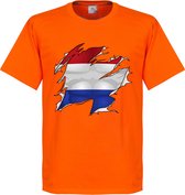 Holland Ripped Flag T-Shirt - Oranje - Kinderen - 140