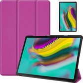 Tablet hoes geschikt voor Samsung Galaxy Tab S5e hoes - Tri-Fold Book Case + Screenprotector - Paars