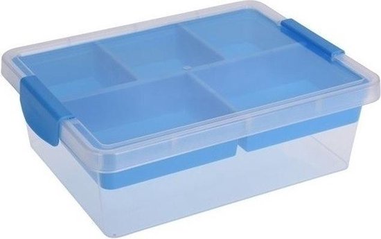 Geruïneerd helaas Slechthorend Blauwe opbergbox/sorteerdoos met 5-vaks tray 33 cm - Huishouding -... |  bol.com
