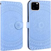 Voor iPhone 11 Pressed Printing Pattern Horizontale Flip PU lederen tas, met houder & kaartsleuven & portemonnee & & lanyard (blauw)