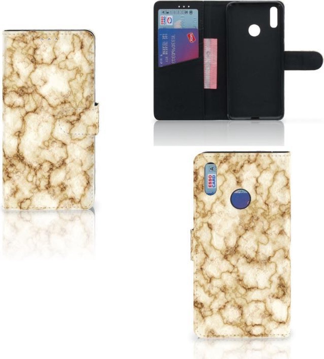 Huawei Y7 (2019) Bookcase Marmer Goud