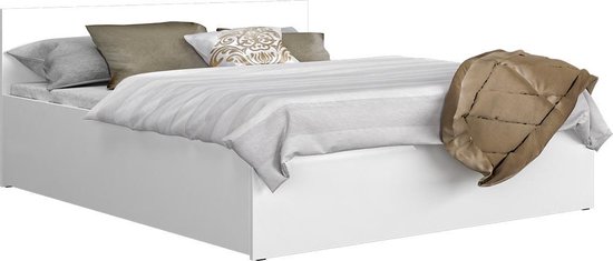 Houten bed 2 persoons 180x200cm inclusief dubbelzijdig matras wit | bol.com