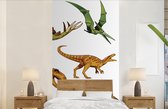 Behang kinderkamer - Fotobehang Dinosaurus - Tekening - Kinderen - Jongens - Kinderen - Breedte 120 cm x hoogte 240 cm - Kinderbehang