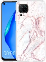 Huawei P40 Lite Hoesje White Pink Marble Designed by Cazy