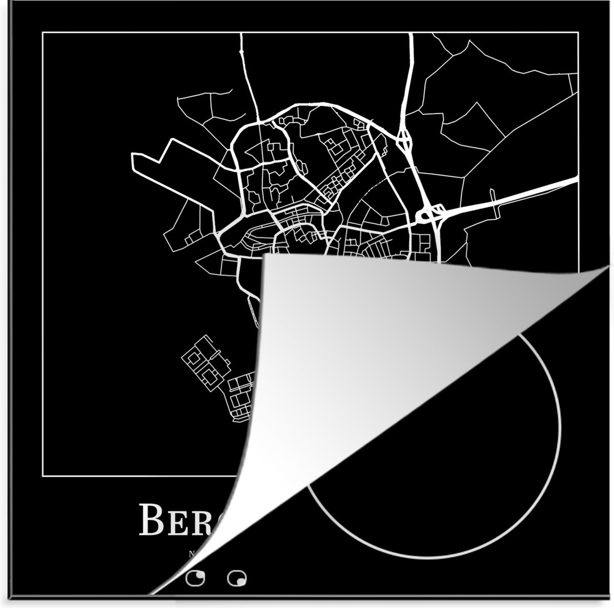 Inductie beschermer - Inductie Mat - Kookplaat beschermer - Bergen op Zoom - Kaart - Plattegrond - Stadskaart - Inductie beschermer - Inductie Mat - Kookplaat Beschermer - 78x78 cm - Afdekplaat inductie - Inductiebeschermer