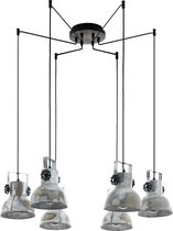 EGLO Barnstaple - hanglamp - 6-lichts - E27 - hout/oud-zink-look/zwart