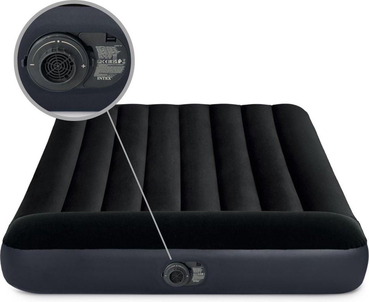 Intex Luchtbed - Twijfelaar - 137 x 191 x 25 cm - Blauw - Inclusief pomp - Hoeslaken en Reparatieset