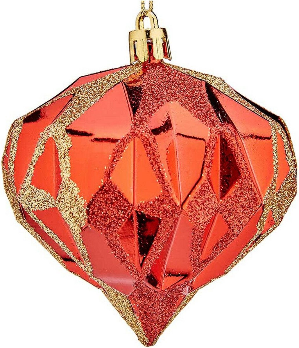 Kerstballen Diamant Ø 8 cm 6 Stuks Rood Plastic
