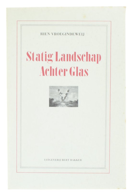 Boek met de titel "Statig Landschap Achter Glas" en een kleine afbeelding van een landschap met palmbomen.