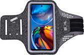 Hoesje Geschikt voor Motorola Moto E32s hardloop telefoonhouder – armband - sportband - van stof - Zwart