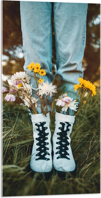 Acrylglas - Bloemen in Schoenen - 50x100 cm Foto op Acrylglas (Met  Ophangsysteem) | bol.com