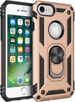 Ring Armor - Hoes met Kickstand Ring Geschikt voor: iPhone SE 2 2020 / 7 / 8 - Goud - Draaibare standaard - Magneet - ZT Accessoires