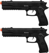 Boland verkleed speelgoed wapens - 2x stuks Politie/Soldaten pistolen 27 cm