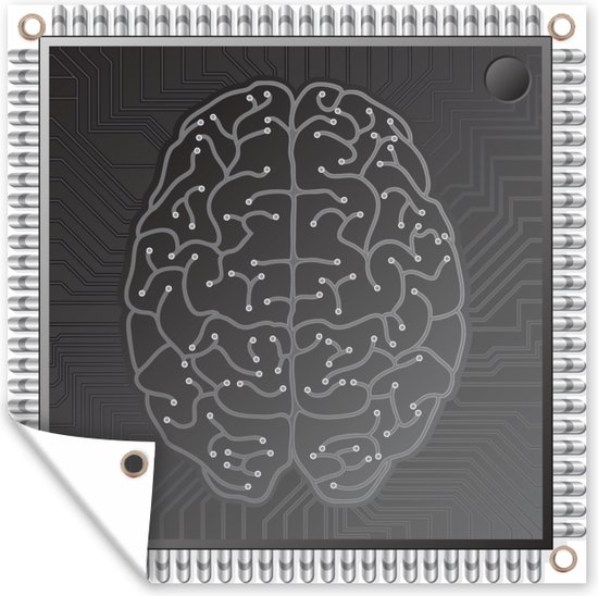 Une illustration d'affiche de jardin de cerveaux en forme artificielle 50x50 cm - petit - Toile de jardin / Toile d'extérieur / Peintures pour l'extérieur (décoration de jardin)