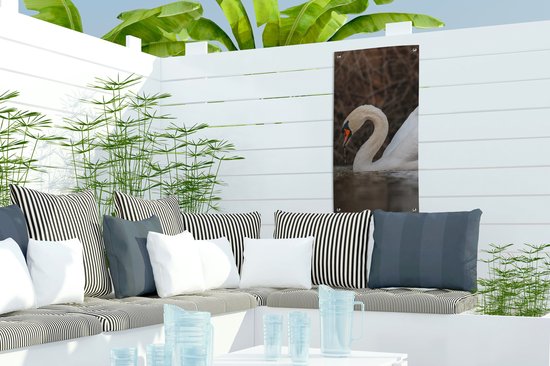 Affiche de jardin Cygne - Water - Animaux - Vogel - 30x60 cm - Toile de jardin - Poster extérieur