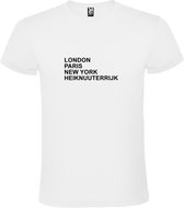 wit T-Shirt met London,Paris, New York , Heiknuuterrijk tekst Zwart Size XXXXL