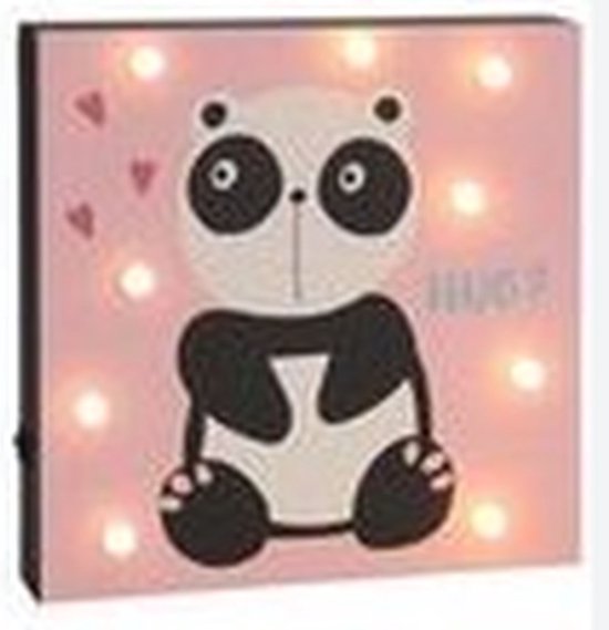 Wanddecoratie decoratie met licht - Kids collection - Panda - Roze