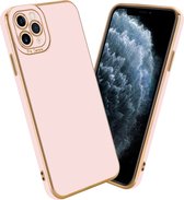 Cadorabo Hoesje voor Apple iPhone 11 PRO MAX in Glossy Roze - Rose Goud - Beschermhoes van flexibel TPU-silicone Case Cover en met camerabescherming
