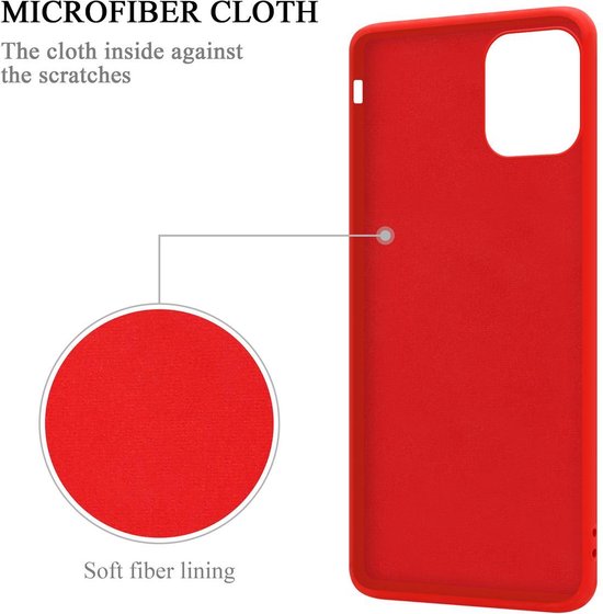 Lichtrode siliconen telefoonhoes, met een zachte voering van microvezel aan de binnenkant.