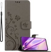 Cadorabo Hoesje geschikt voor Honor 50 LITE in BLOEMEN GRIJS - Beschermhoes in bloemmotief met magnetische sluiting, standfunctie en kaartsleuven Book Case Cover Etui