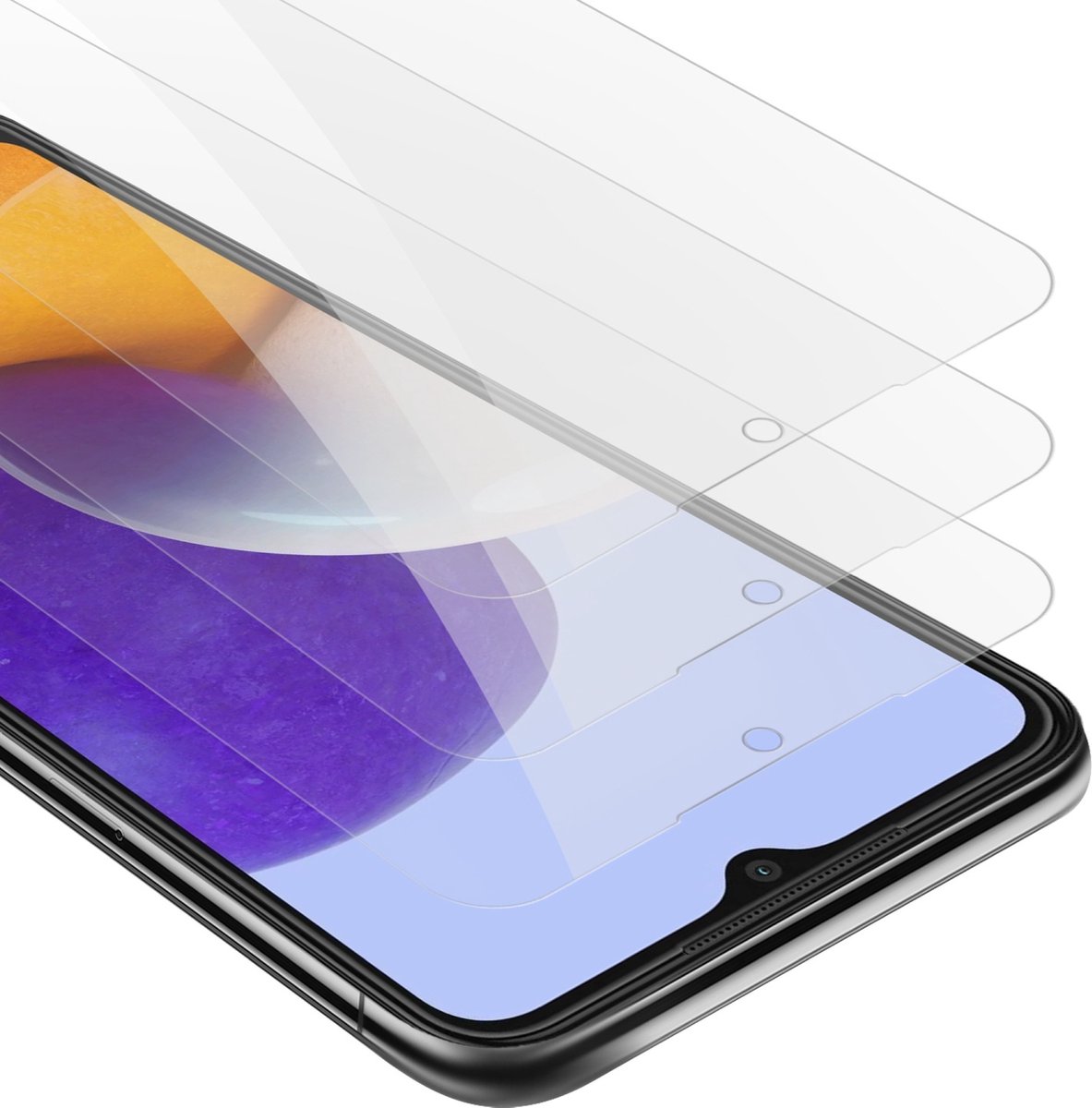 Cadorabo 3x Screenprotector geschikt voor Samsung Galaxy A22 5G - Beschermende Pantser Film in KRISTALHELDER - Getemperd (Tempered) Display beschermend glas in 9H hardheid met 3D Touch
