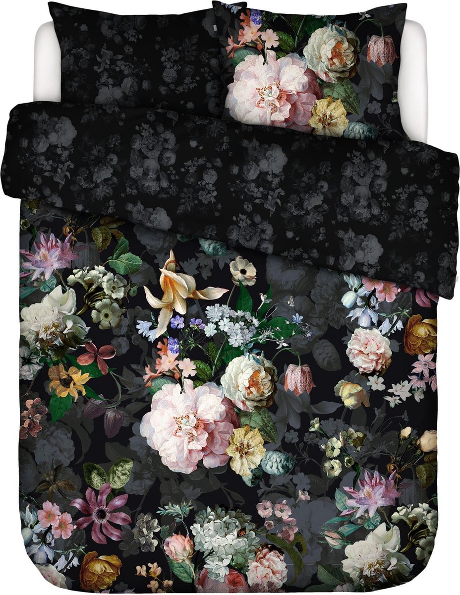 Essenza Fleur Festive Dekbedovertrek Blooming Black - Tweepersoons – 200x200/220 cm