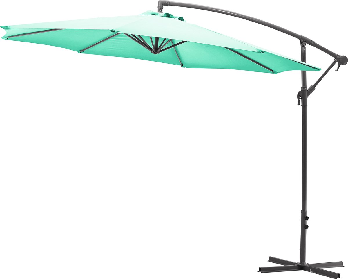 Offset paraplu - UV-bescherming - 360 graden draaibaar - Verstelbaar - Waterafstotend - Pastelgroen - Polyester - 300 cm