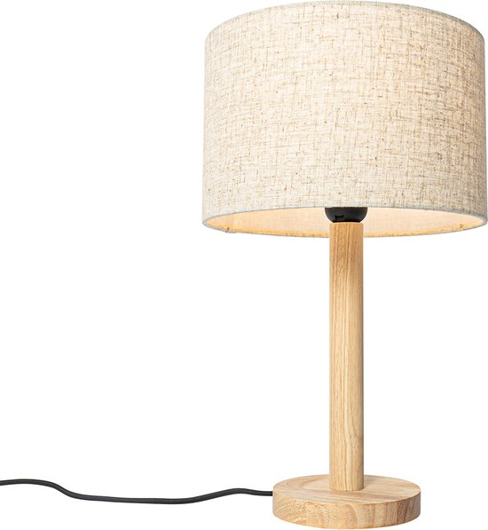 QAZQA mels - Landelijke Tafellamp - 1 lichts - H 41 cm - Naturel - Woonkamer | Slaapkamer | Keuken