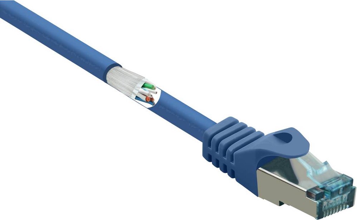 Renkforce RF-5233510 RJ45 Netwerkkabel, patchkabel CAT 6A S/FTP 30.00 m Blauw Snagless, Vlambestendig 1 stuk(s)