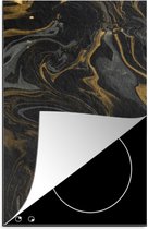 KitchenYeah® Inductie beschermer 30x52 cm - Marmer print - Textuur - Grijs - Goud - Marmerlook - Luxe - Kookplaataccessoires - Afdekplaat voor kookplaat - Inductiebeschermer - Inductiemat - Inductieplaat mat