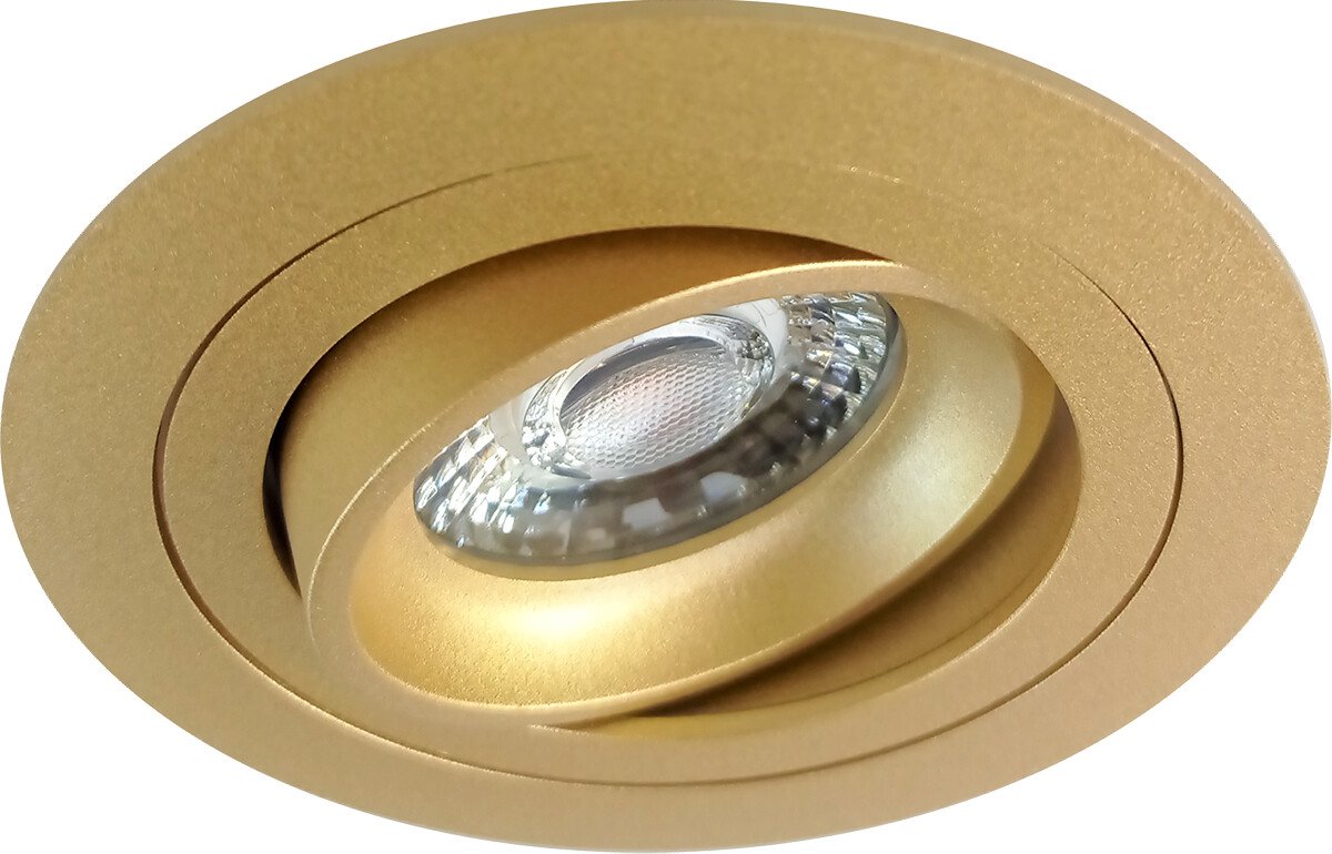 Spot Armatuur GU10 - Inbouw Rond - Mat Goud - Aluminium - Kantelbaar - Ø92mm