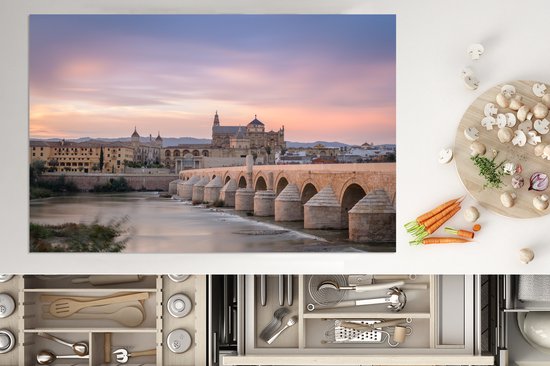 KitchenYeah® Inductie beschermer 81.6x52.7 cm - Zonsondergang over de Mezquita in Spanje - Kookplaataccessoires - Afdekplaat voor kookplaat - Inductiebeschermer - Inductiemat - Inductieplaat mat - Merkloos