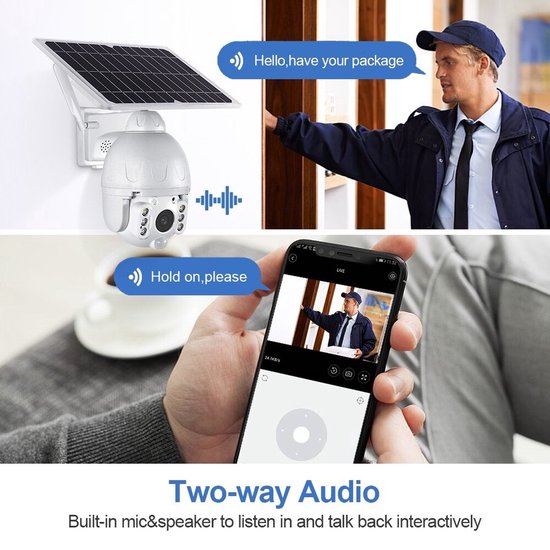 DrPhone IPCAM5 - 1080P Full HD - 2,4GHz WiFi - 4MP - PTZ Camera - 355° PAN 160 ° Tilt - Zonne Energie - IP67 Waterdicht - Audio - Beveiligingscamera - Zwart van DrPhone — afbeelding 3
