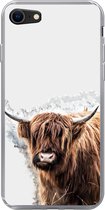 Geschikt voor iPhone SE 2020 hoesje - Schotse hooglander - Verf - Grijs - Siliconen Telefoonhoesje