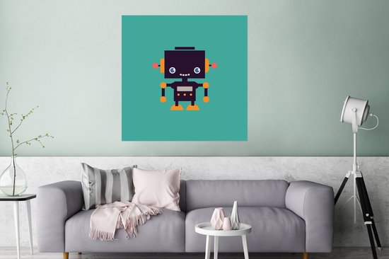 Poster enfant - Décoration murale garçons - Robot - Visage - Antenne - Oranje - Décoration chambre d'enfant - 75x75 cm - Poster chambre - Décoration murale