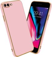 Cadorabo Hoesje geschikt voor Apple iPhone 7 PLUS / 7S PLUS / 8 PLUS in Glossy Roze - Goud - Beschermhoes Case Cover van flexibel TPU-silicone en met camerabescherming