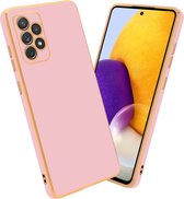 Cadorabo Hoesje voor Samsung Galaxy A72 4G / 5G in Glossy Roze - Goud - Beschermhoes Case Cover van flexibel TPU-silicone en met camerabescherming