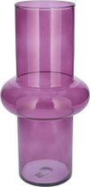 Bellatio Design Bloemenvaas - paars transparant gerecycled glas - D15 x H31 cm - vaas
